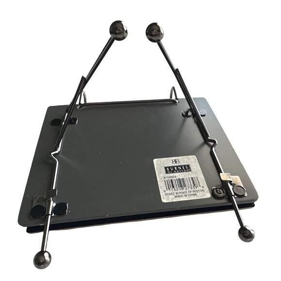 Burnes Of Boston Pewter Baby Frame Metal Stand Flip Page 2002 Baby Shoes Vintage - Picture 7 of 8